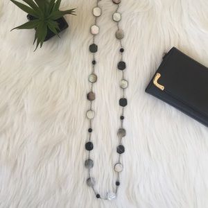 Lia Sophia-Abalone Shell & Black Bead Necklace.